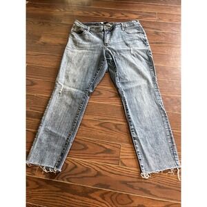 Kut From the Kloth Jeans Womens 14W Reese Ankle Straight Leg Raw Hem Medium Wash